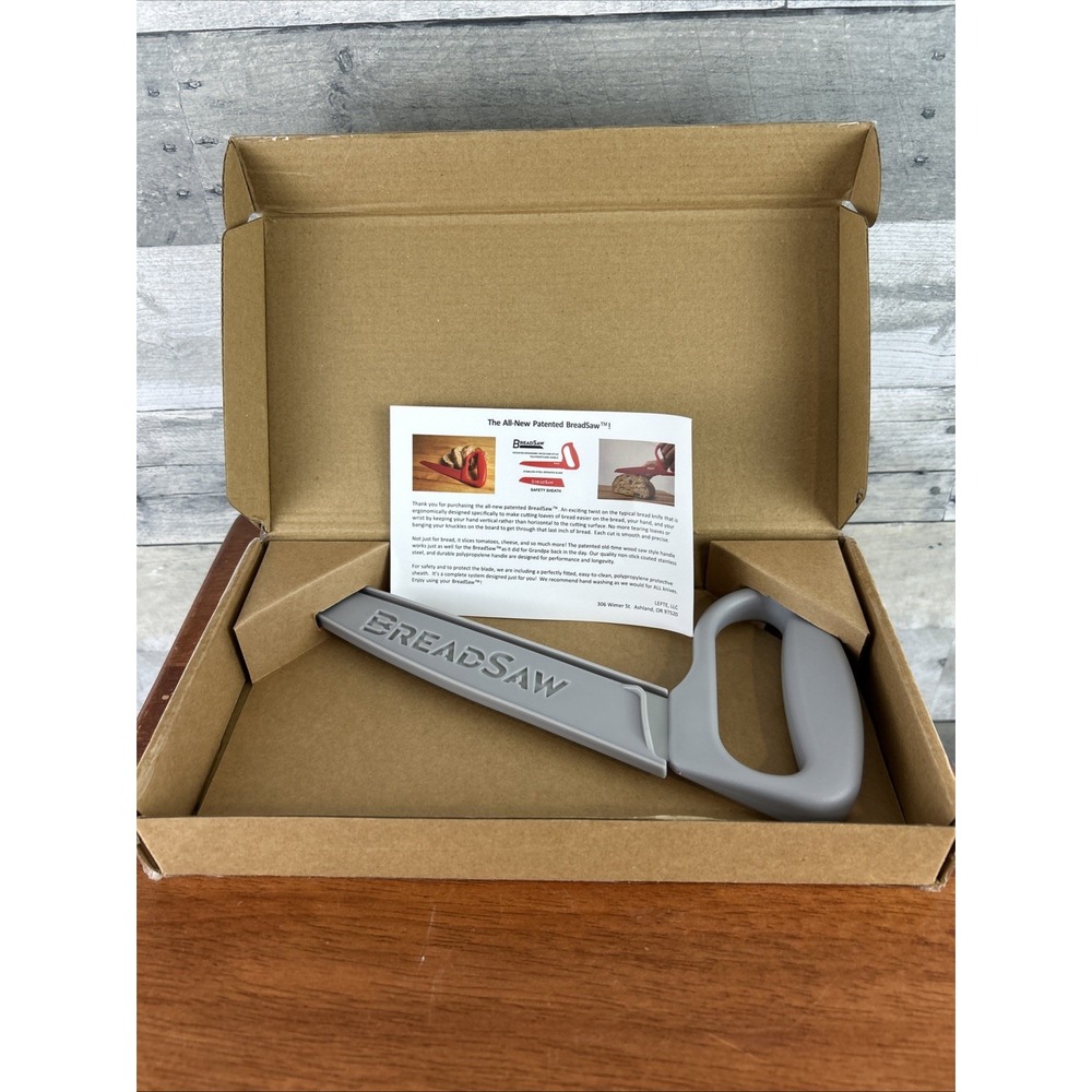 QVC Breadsaw 8 in Gray Serrated Bread Knife for Bread/Meat w/ Blade Guard